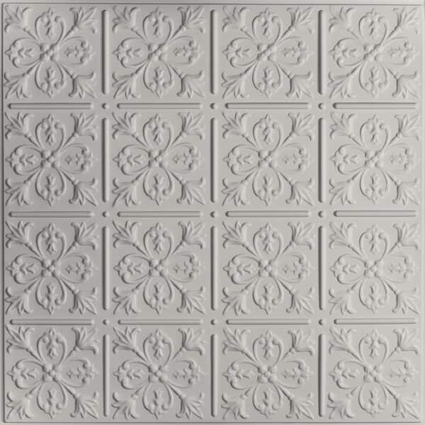 Ceilume Fleur-de-lis Stone 2 ft. x 2 ft. Lay-in or Glue-Up Ceiling Panel (Case of 6)