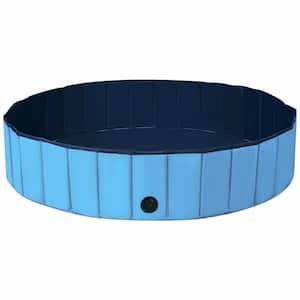63 in. Round PVC Pet Pool in Blue Foldable Portable Bathing Tub Pool for Dogs Cats and Kids