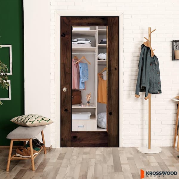 DIY 30in.x80in. Right-Hand 1-Lite ClearGlass RedMahogany Stain Alder Wood Single Interior Door Kit w/Quick Assemble Jamb