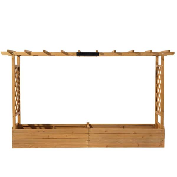 78.74 x 17.3 x 44.9 in. (W x D x H)Teak Finished Fir Wood Planter Box with Trellis