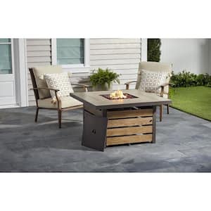 Summerfield 44 in. x 24.5 in. Square Steel Gas Fire Pit Table with Wood-Look Tile Top