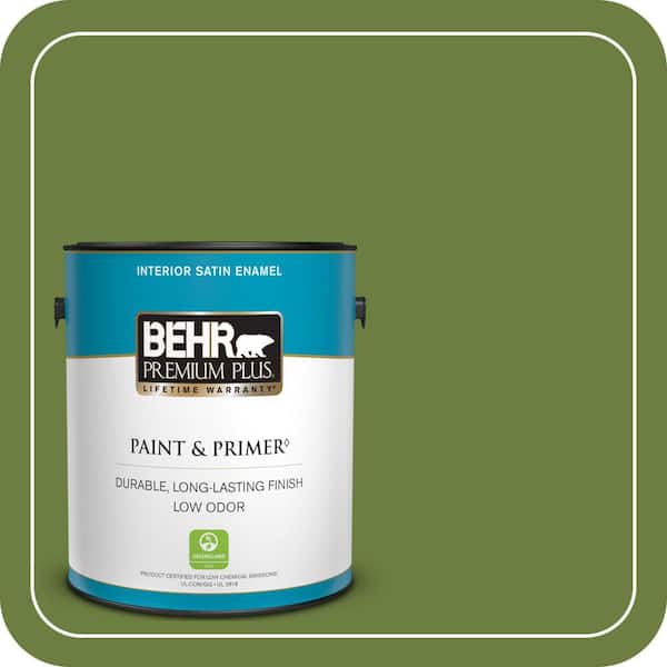 BEHR PREMIUM PLUS 1 gal. #M360-7 Rockwall Vine Satin Enamel Low Odor Interior Paint & Primer