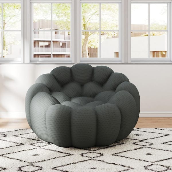 49.2 in. Bubble Lazy Sofa Armless 3D Knitted Fabric Curved Sectional Sofa in Gray