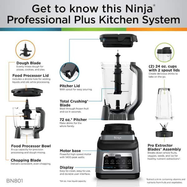 Ninja blender replacement parts, Auto-iQ 8 cup processor bowl, lid & blade