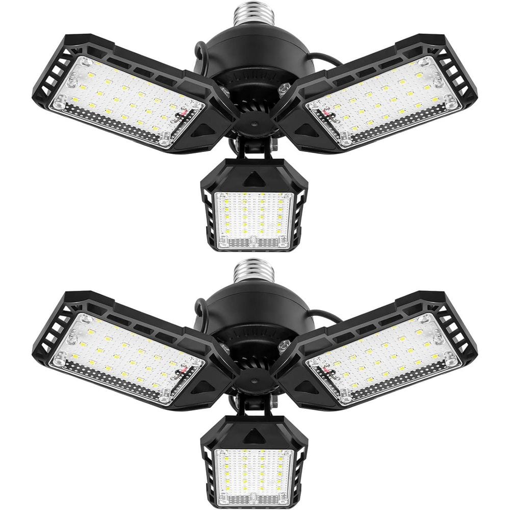 80-Volt 8000 Lumen LED Garage Ceiling Light with 3 Deformable Panels, 2 Pack, E26/E27 for Basement Barn Warehouse price history on PriceWatchPro