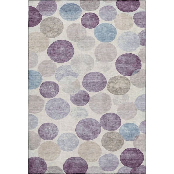 Mayfield Premium Machine Washable Abstract AMF1951 Plum 8 ft. x 10 ft. Area Rug