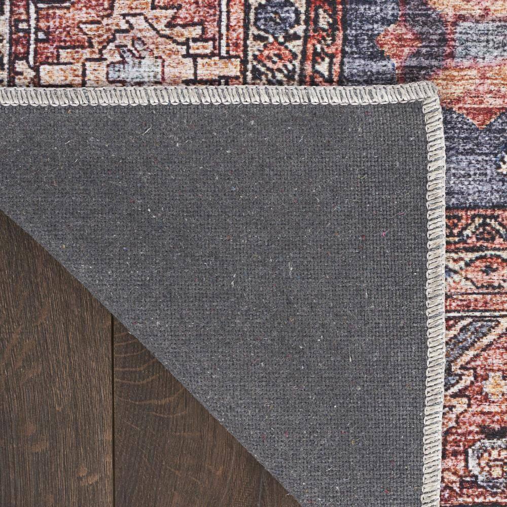 Navy and Brick Vintage Washable Wool Blend 4' x 6' Area Rug