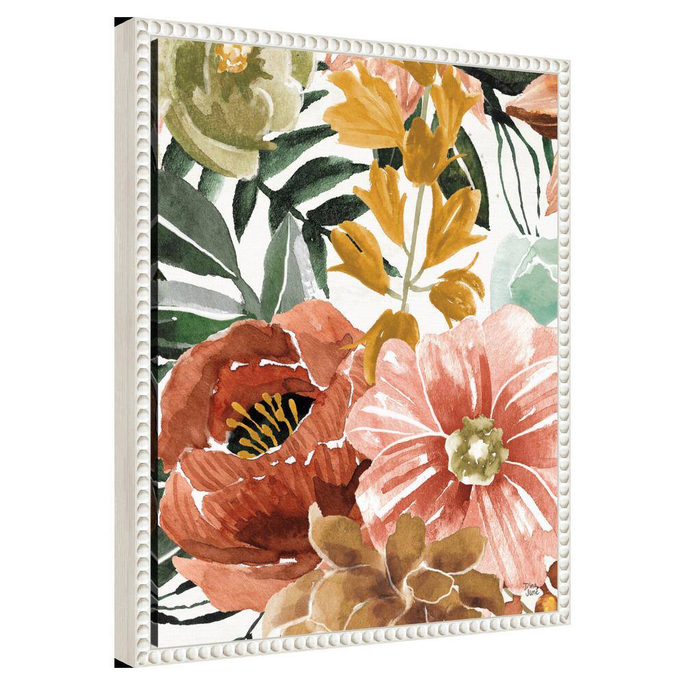 Beaded Framed Floral Aquarelle Canvas Wall Art