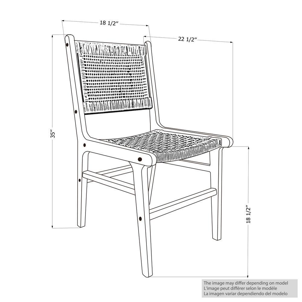 Rattan and Teak Low Back Dining Side Chair Set