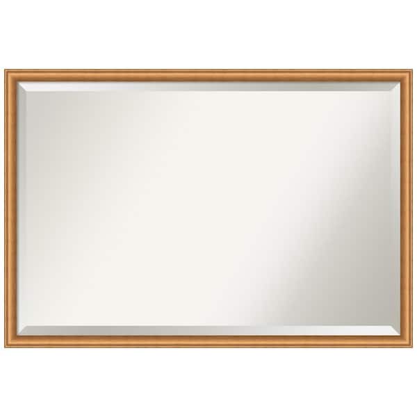 Amanti Art Salon Scoop Copper 38 in. W x 26 in. H Beveled Casual Rectangle Wood Framed Wall Mirror in Bronze