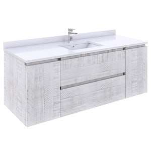 Formosa 54 in. W x 20 in. D x 20 in. H White Single Sink Bath Vanity in Rustic White with White Vanity Top