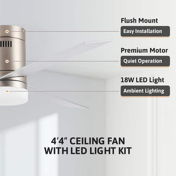 Merra 52 in. LED Indoor Silver Flush Mount Ceiling Fan with Light