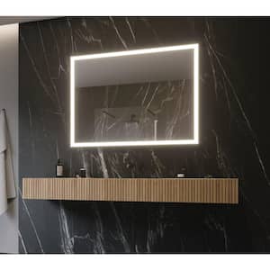 48 in. W x 36 in. H Rectangular Powdered Gray Framed Wall Mounted Bathroom Vanity Mirror 6000K LED