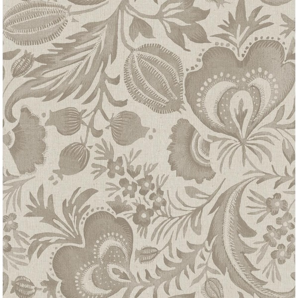SCOTT LIVING Culver Light Brown Jacobean Wallpaper Sample