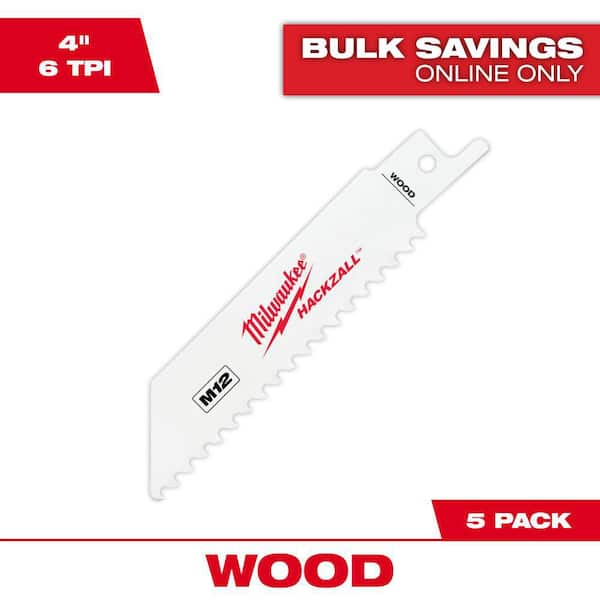 4 in. 5 TPI Wood Cutting HACKZALL Reciprocating Saw Blades (5-Pack)