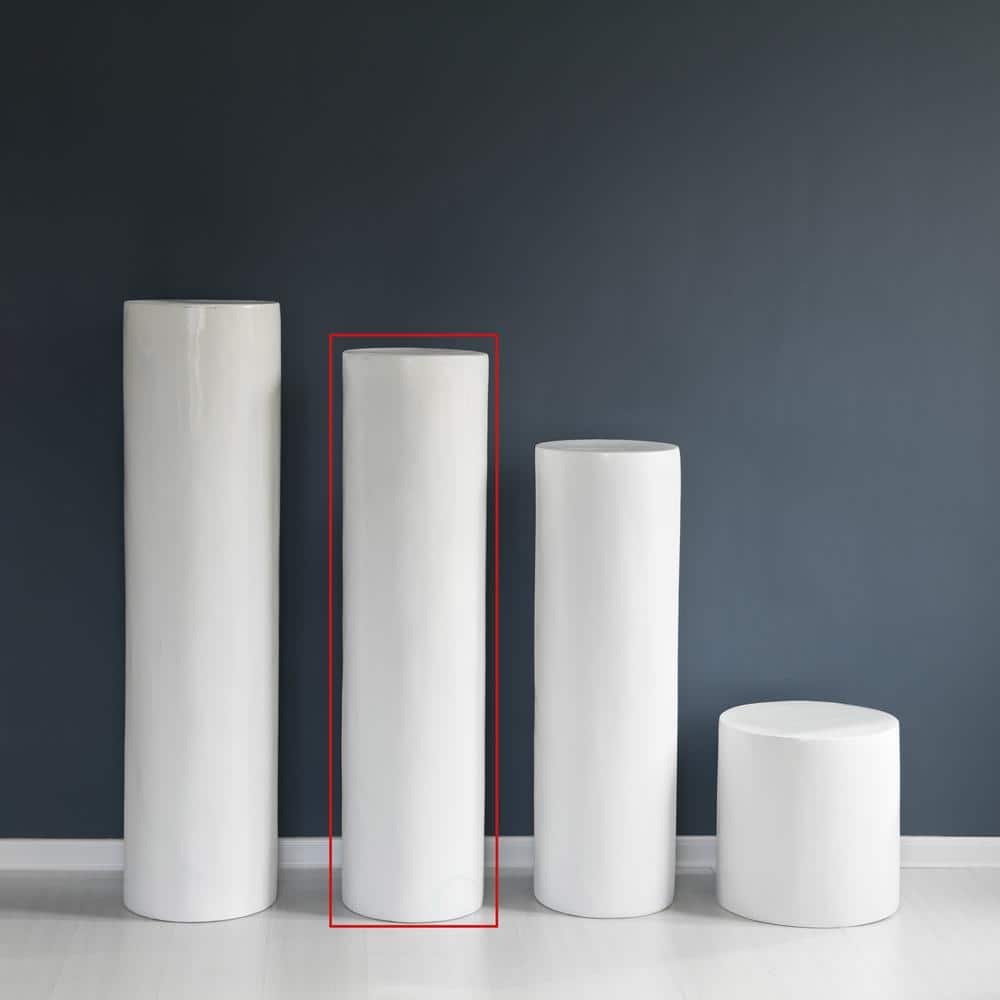 Tall White Fiberglass Cylinder Pedestal Stand for Floral Arrangements