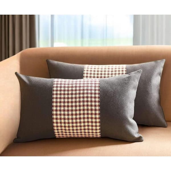 Set Of 2 Red Mid Houndstooth Lumbar Pillow Covers Set Of 2 Red Mid Houndstooth Lumbar Pillow Covers