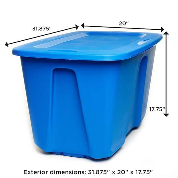 HOMZ 32 Gal. Large Storage Bin in Blue (2-Pack) 6630DWBLEC.02 - The Home  Depot