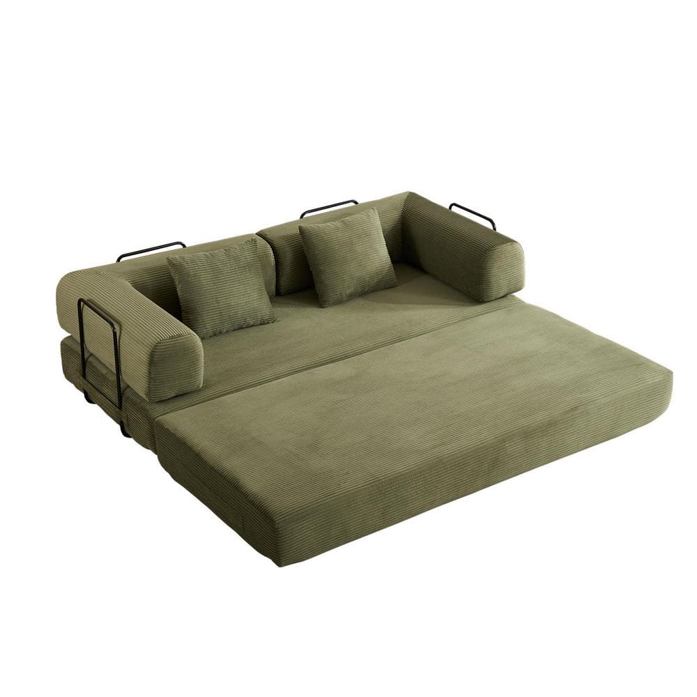 Sofa Couch 77.95 in. Black Corduroy Full Size Sofa Bed with Cylindrical Pillow price history on PriceWatchPro