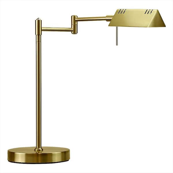 DL05D, 17 in. Gold, Pharmacy, Desk, Reading, Craft, Work Table LED Lamp, 12 W LED Full Range Dimming, 360º Swing Arms