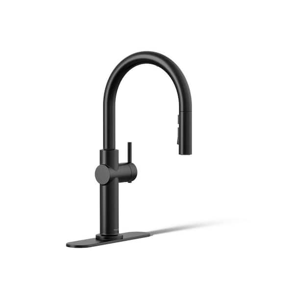 Crue Single-Handle Touchless Pull-Down Sprayer Kitchen Faucet in Matte Black