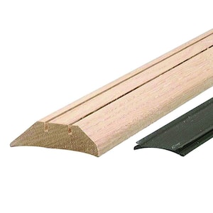 Hardwood Bumper Threshold – 36" Solid Oak Door Bottom Seal With Flexible Vinyl Bumper (Stainable/Paintable)