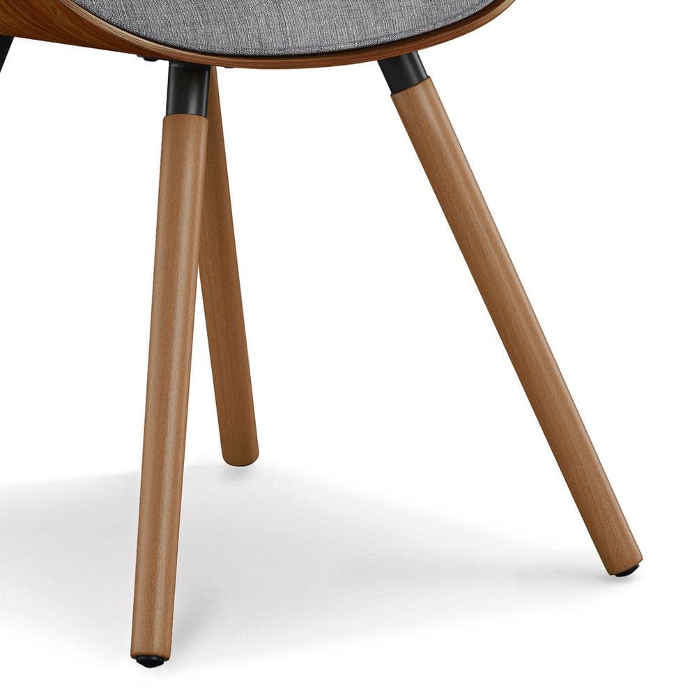 Gray Linen Upholstered Mid-Century Modern Side Chair