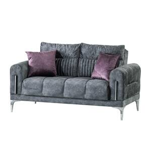 Stylish Collection Convertible 63 in. Grey Microfiber 2-Seater Loveseat with Storage