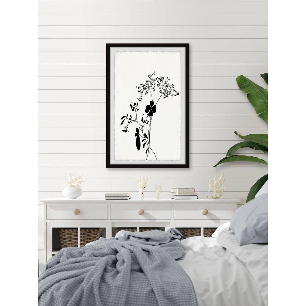 Black and White Floral Print Framed Wall Art