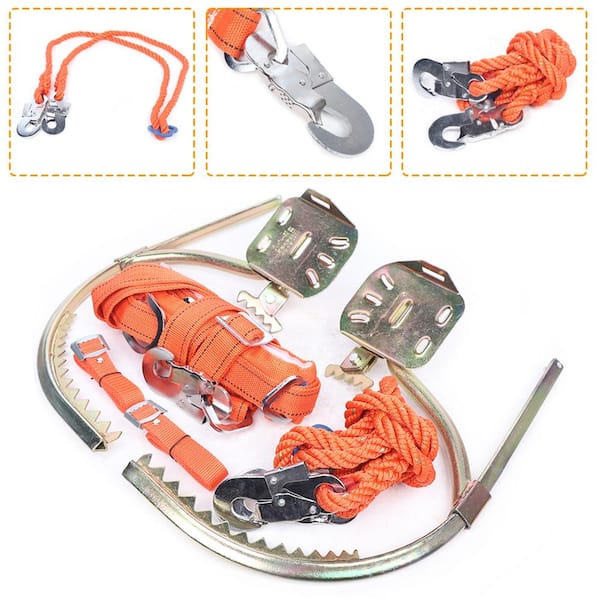 2-Gear Tree Climbing Spike Tool Set Safety Adjustable Belt Lanyard Rope Pedal US 