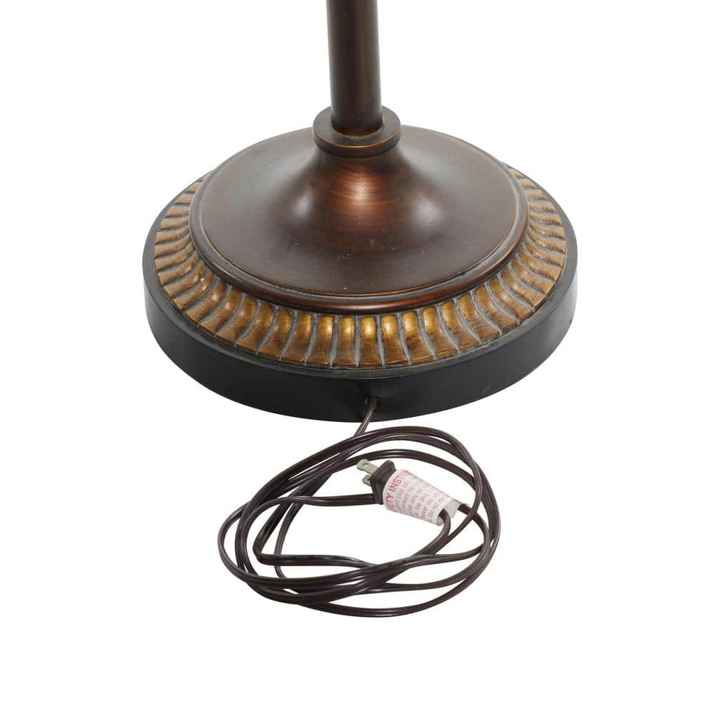 Antique Brown 70" Torchiere with Beige Glass Shades
