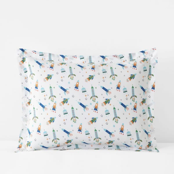 Company Kids White Multi Company Kids Space Adventure Cotton Percale Standard Sham