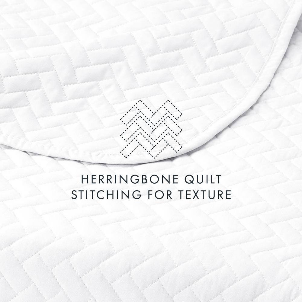 Herring Stitched Super Soft Twin Coverlet Set in White