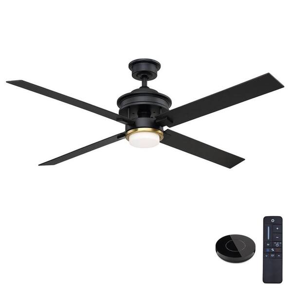 Home Decorators Collection Lincolnshire 60 In Led Matte Black Ceiling Fan With Light And Remote Control Works Google Alexa Am676 Mbk B The Depot - 60 Black Ceiling Fan With Remote