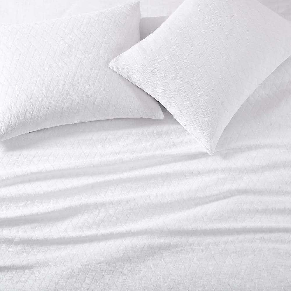 King White Cotton Wicker Weave Duvet Set