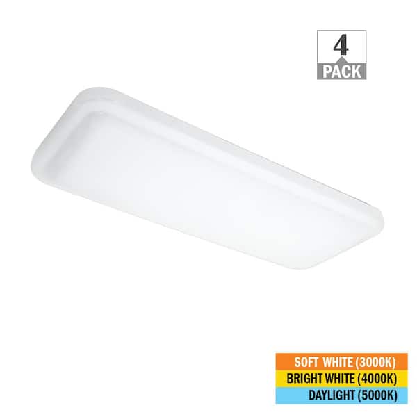 24 in. x 10 in. Classic White LED Flush Mount Closet Light 1600 Lumens 20-Watt Adjustable CCT Kitchen Light (4-Pack)