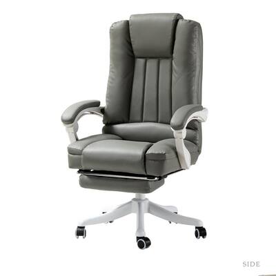 Bella Grey Faux Leather Swivel Gaming Chair with Arms