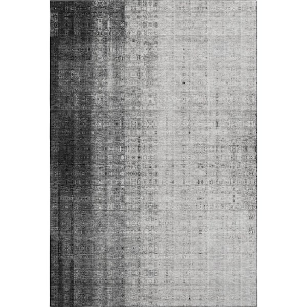 Mayfield Premium Machine Washable Abstract AMF2240 Gray 3 ft. x 5 ft. Area Rug