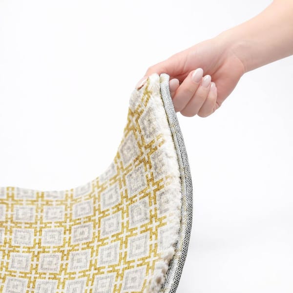 Dream Shag Premium Machine Washable Abstract ADS139 Gold 8 ft. x 8 ft. Round Rug