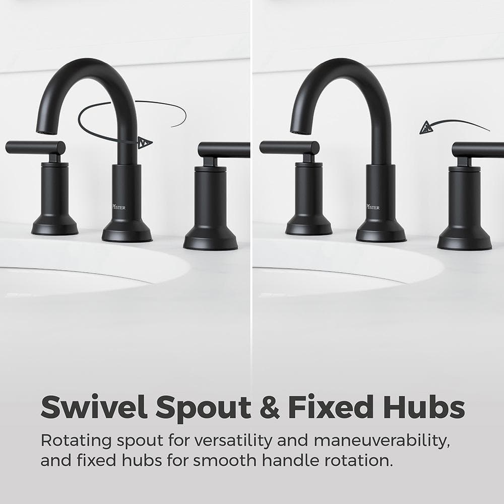 Capistrano Matte Black Widespread Bathroom Faucet with Drain Assembly