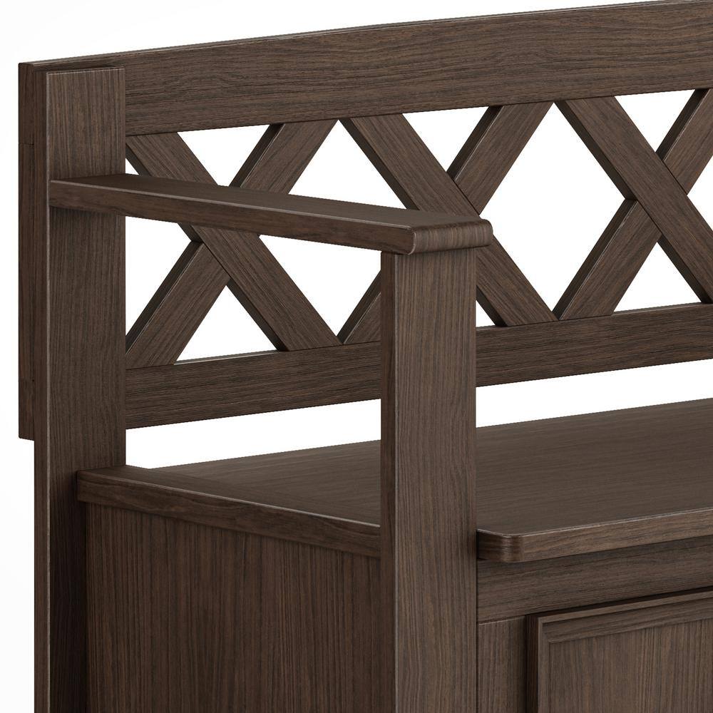 Amherst Farmhouse Brown Solid Wood Entryway Storage Bench