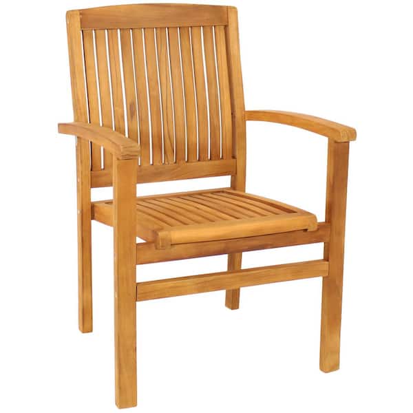 Sunnydaze Stackable Teak Wood Patio Armchair