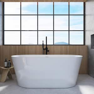 Mayotte 67 in. x 31.5 in. Acrylic Flatbottom Freestanding Soaking Bathtub in White