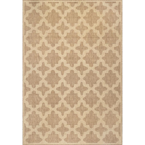 nuLOOM Shiloh Beige 4 ft. x 6 ft. Geometric Star Indoor/Outdoor Patio Area Rug