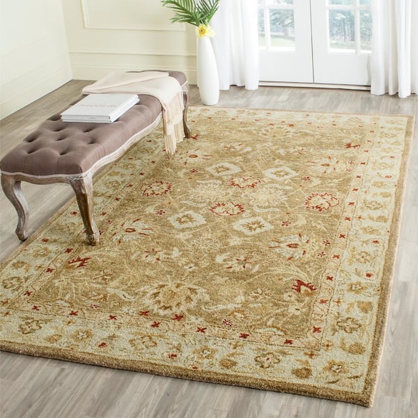 Antiquity Brown/Beige 8 ft. x 10 ft. Floral Speckled Border Area Rug