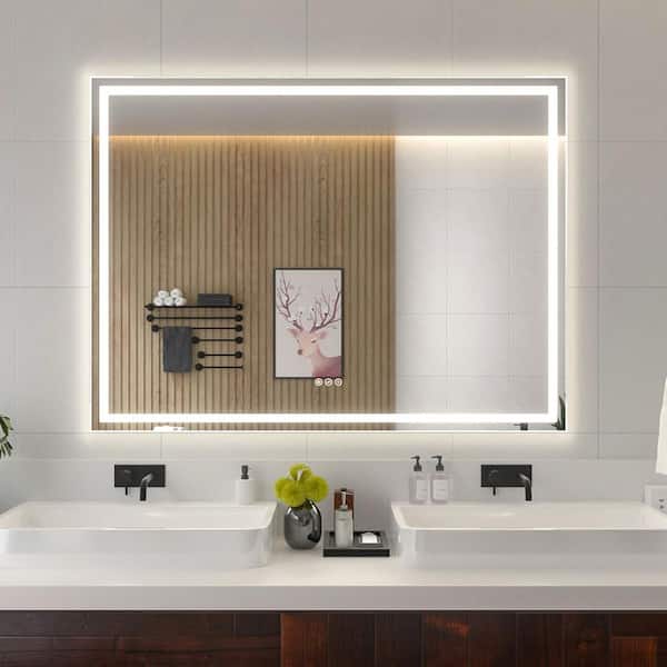 niveal 48 in. W x 36 in. H Rectangular Frameless LED Wall Bathroom Vanity Mirror