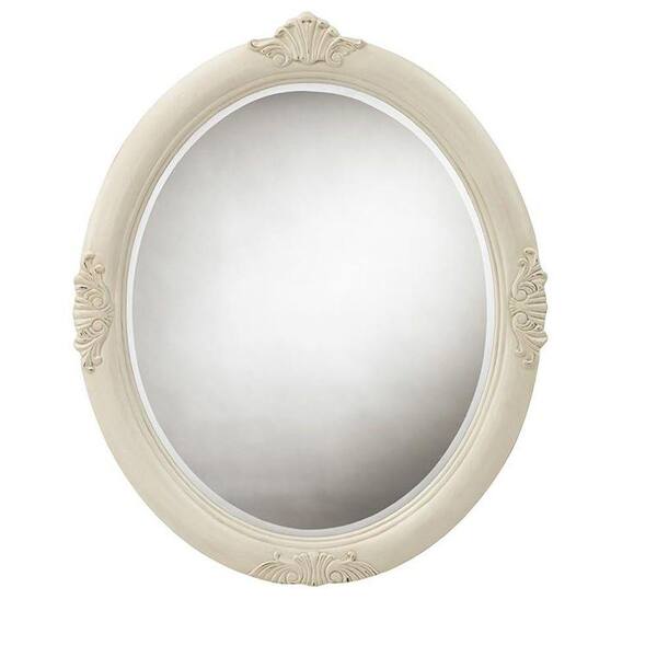 Home Decorators Collection Winslow 37 in. L x 30 in. W Oval Decorative Wall Mirror in Antique white