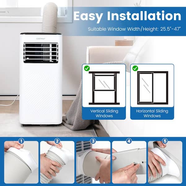 6000 BTU (DOE) Portable Air Conditioner Cools 350 sq. ft. with Dehumidifier Remote in White