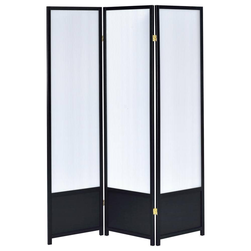 Black Transitional 3-Panel Folding Room Divider