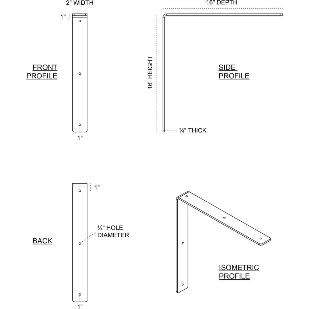 Hamilton 16" Hammered Brown Steel Countertop Bracket